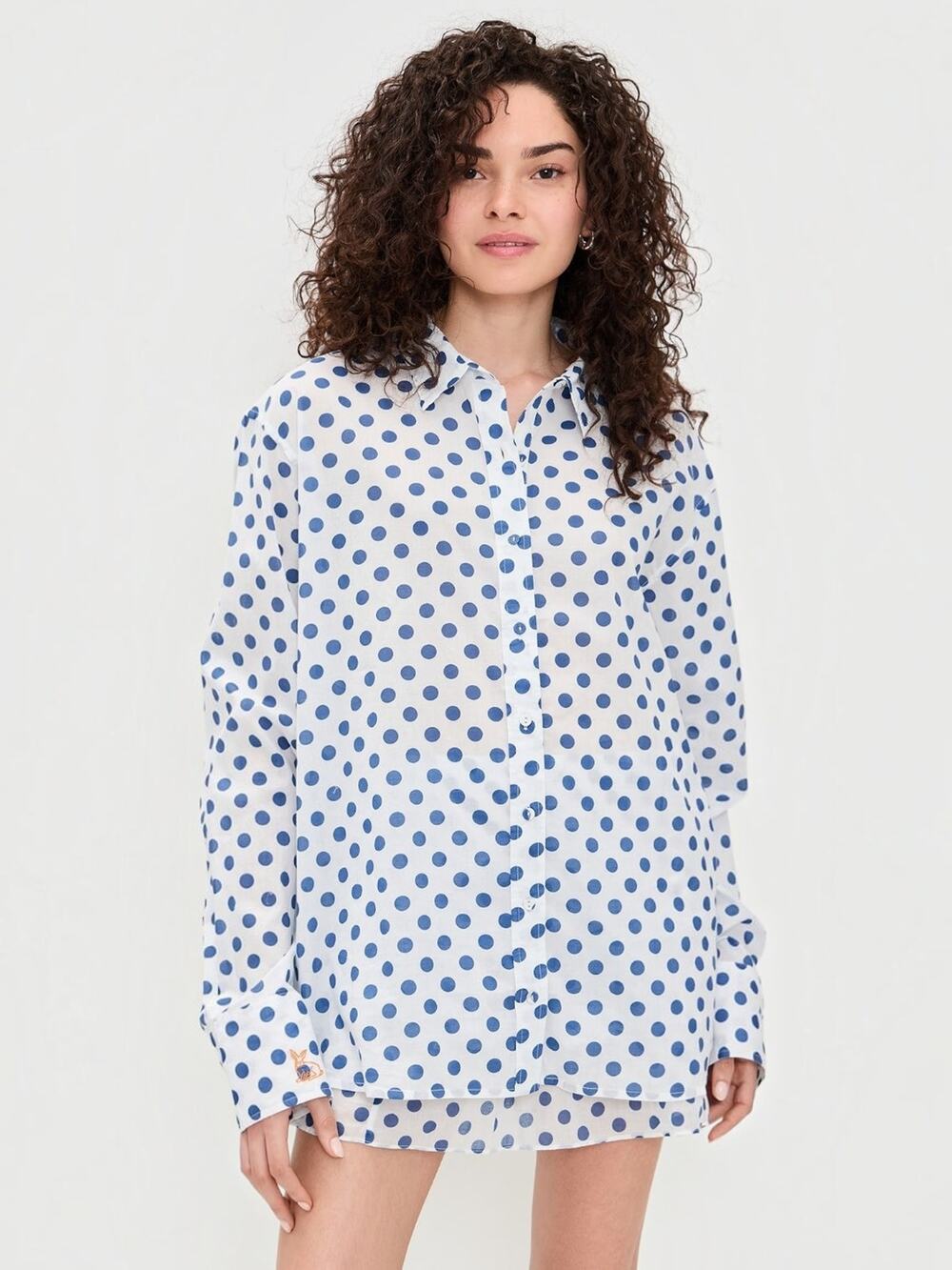Coniglio Palm Beach Classic Button Down Shirt Navy Polka Dot